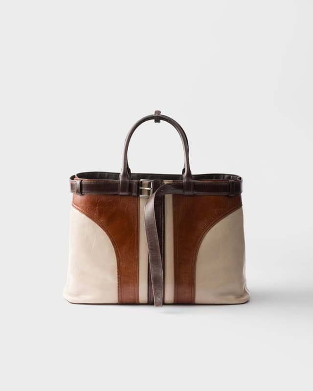 Prada Prada Buckle antiqued leather bag with belt