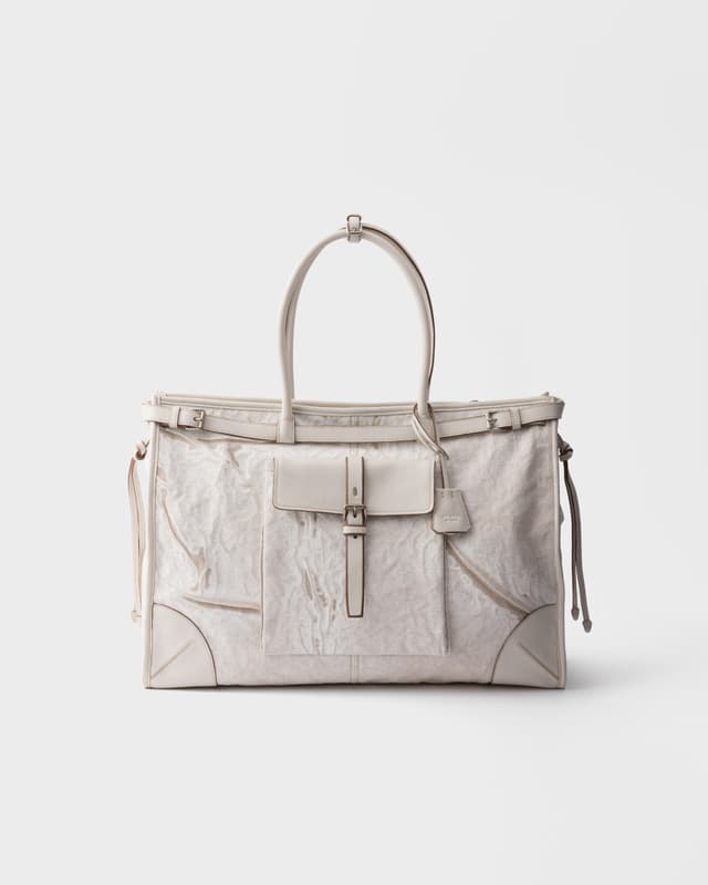 Prada Prada Bonnie printed linen and leather tote bag