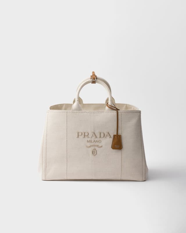 Prada Prada Jardinière extra-large linen blend tote bag