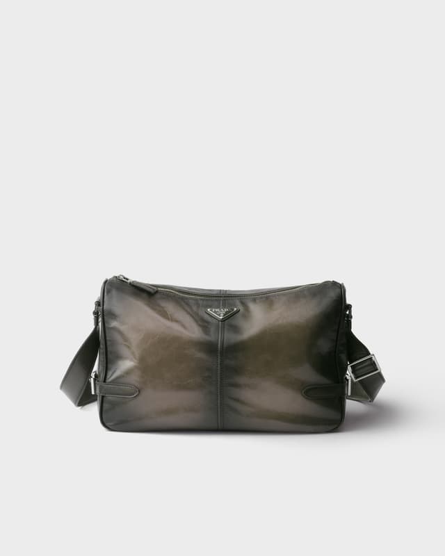Prada Antiqued leather zipper shoulder bag