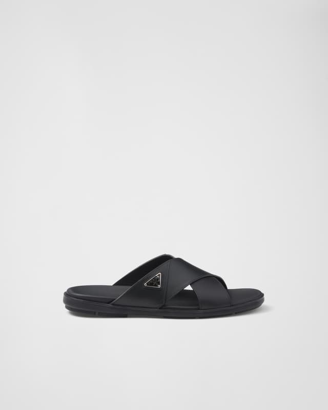 Prada Leather crisscross slides
