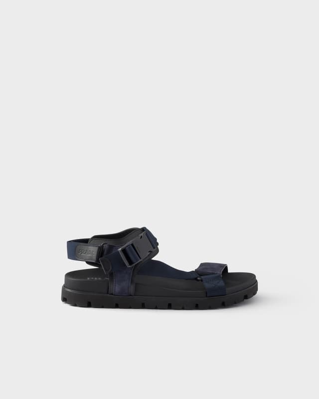 Prada Suede and woven tape sporty sandal