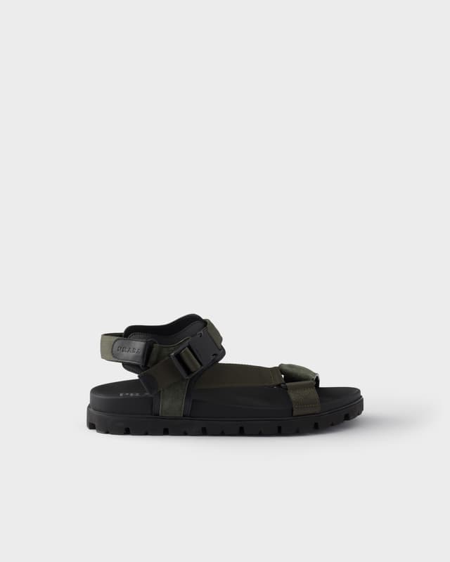 Prada Suede and woven tape sporty sandal