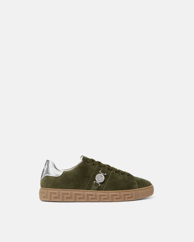 Versace greca embellished suede sneakers