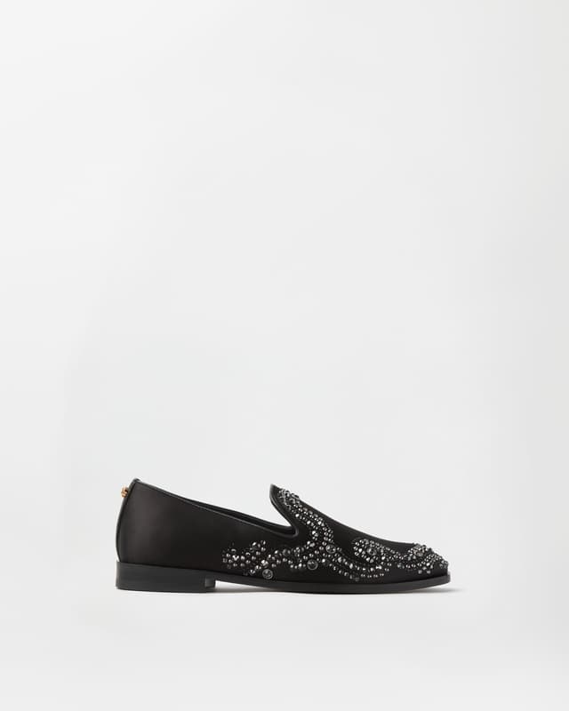 Versace medusa embellished satin slippers