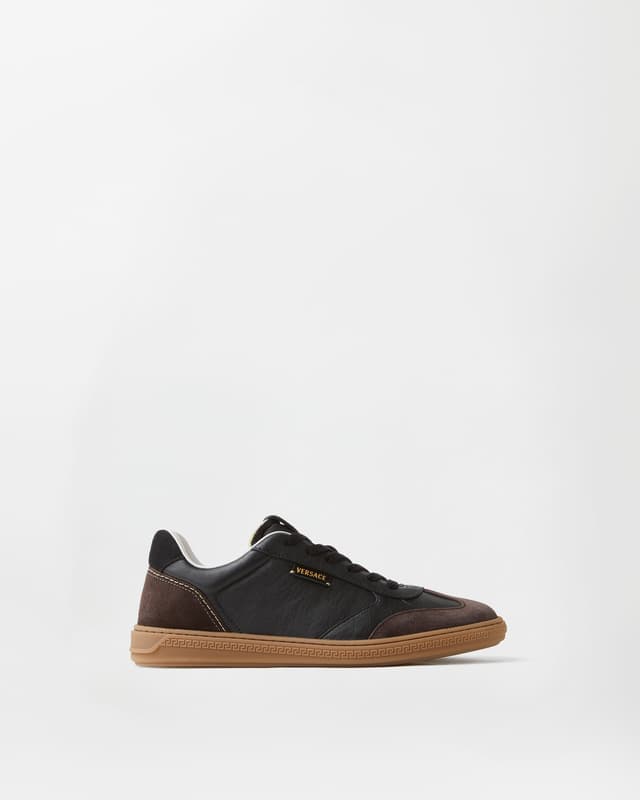 Versace greca court nappa and suede sneakers