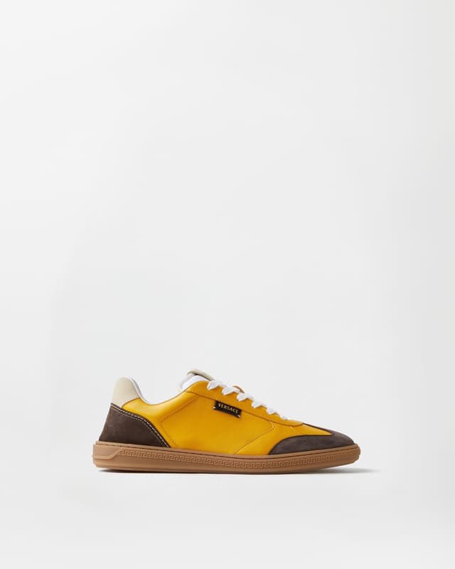 Versace greca court nappa and suede sneakers