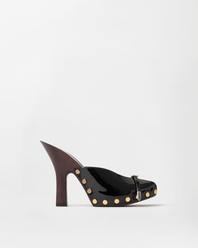 Versace sassi patent clogs 105 mm
