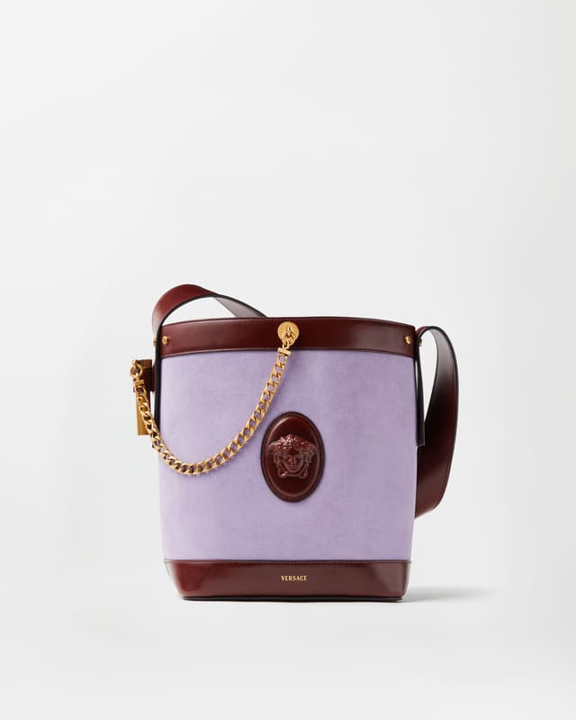 Versace pivot small suede bucket bag
