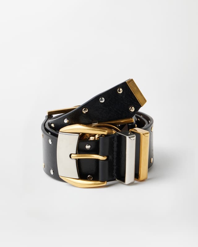 Versace studded leather belt 4 cm