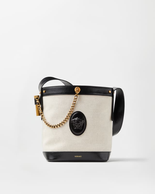 Versace pivot small canvas bucket bag