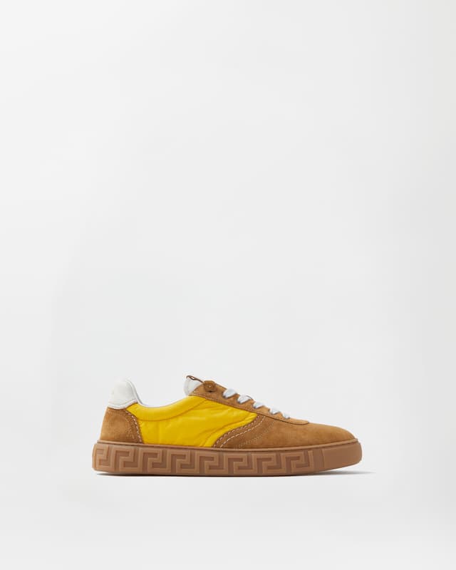Versace greca suede and nylon sneakers