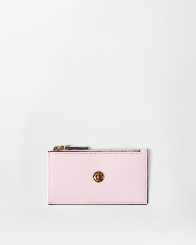 Versace embleme leather zip card holder