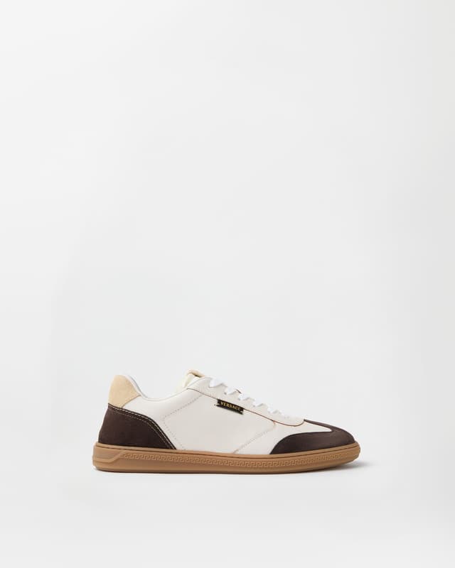 Versace greca court nappa and suede sneakers