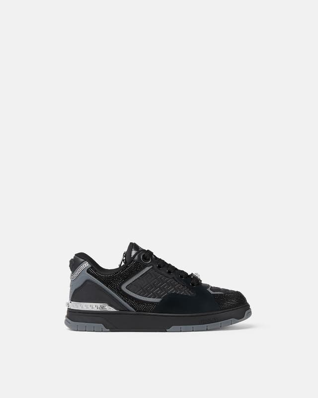 Versace biggie basket embellished leather sneakers